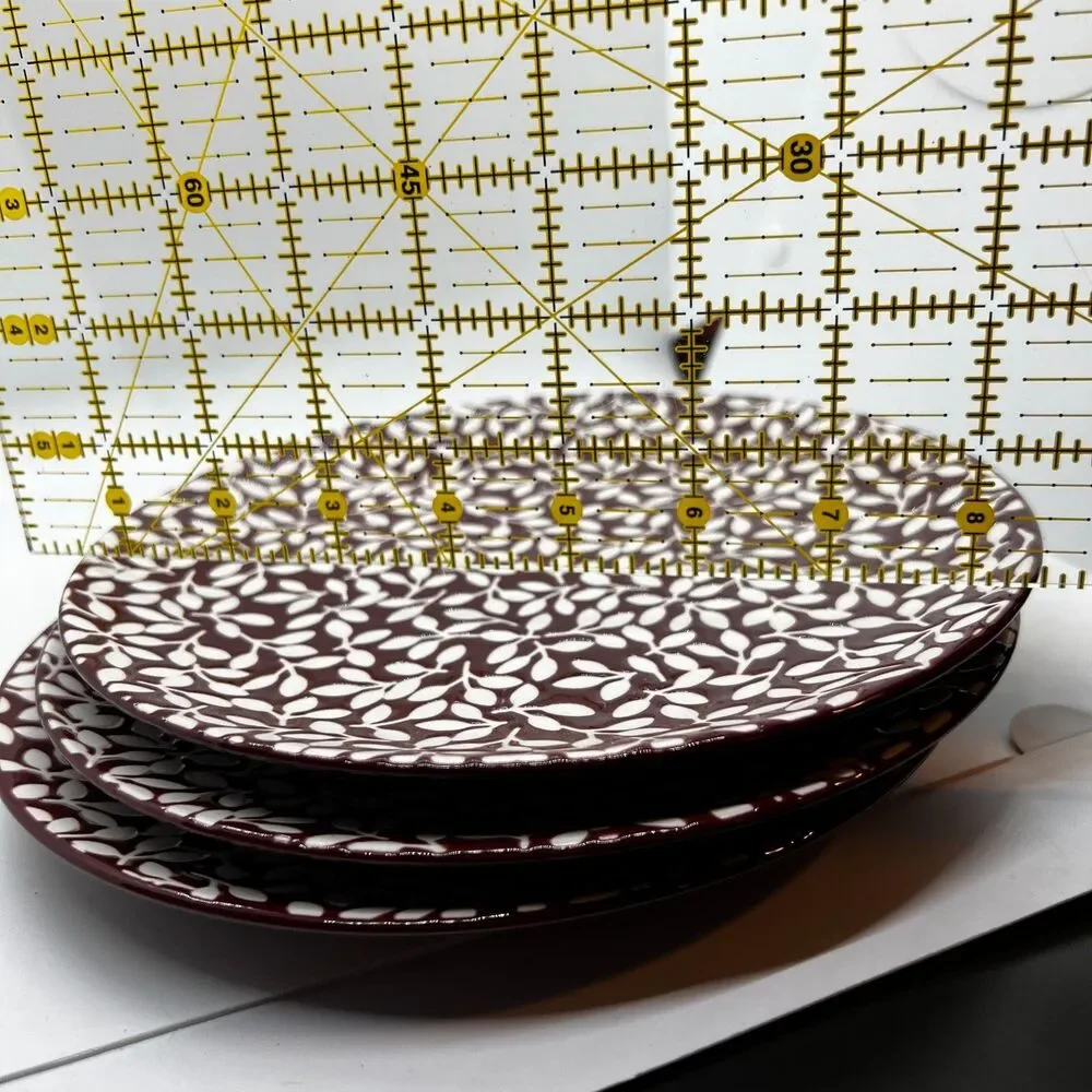 3 Crate and Barrel Yellow Ditsy Botanica Salad Plates 8.5